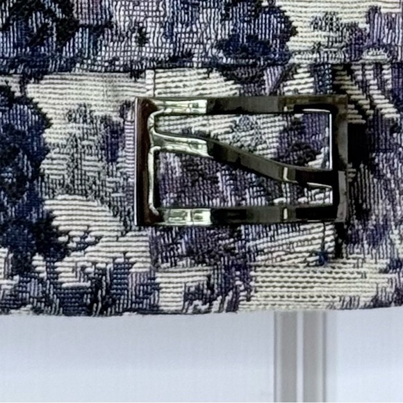 Floral Blue While Lace Rectangular Purse Shoulderbag Fold Over Snap Closure - Picture 3 of 16